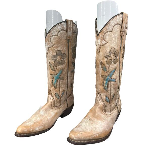 Bed Stu Women’s Valencia Distressed Floral Cowgirl Boot Size US 7 - Picture 6 of 11